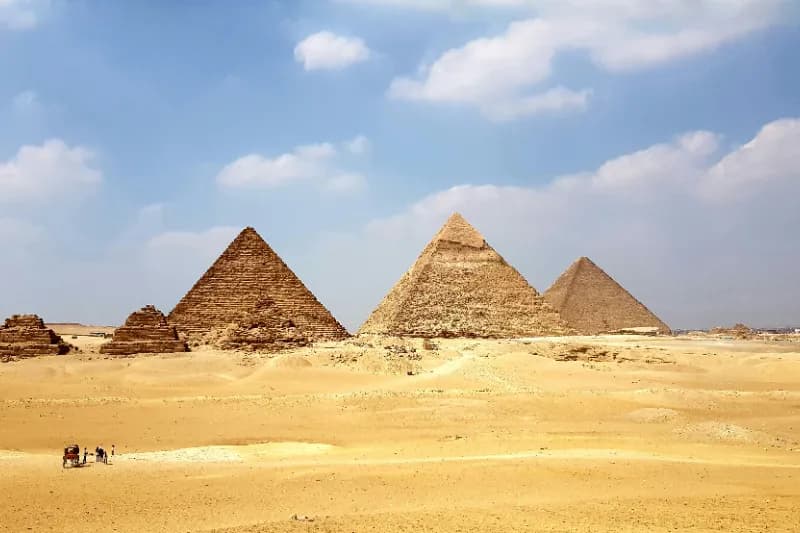 Pyramids of Giza with Cairo skyline